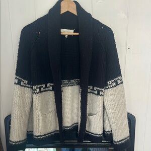 THE GREAT. Black and Cream Cardigan